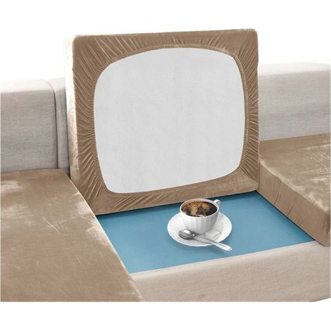 Housse De Canapé - Velours - Beige Café Au Lait - 50 À 65 Cm - Pour Siège Unique (1/5)