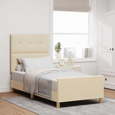 Struttura del letto con testiera Crema 80 x 200 cm Tessuto vidaXL (1/5)
