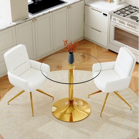 Set tavolo sedie rotondo vetro con 2 sedie OKMYHOME (1/5)