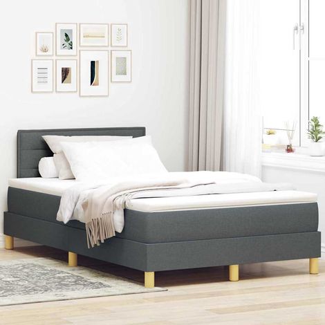 LED Boxspringbett mit Kopfteil Dunkelgrau 120 x 190 cm Stoff