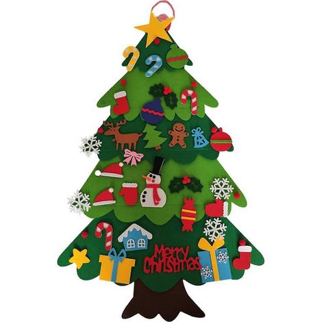 Sapin de Noël en feutrine à faire soi-même, cadeau pour enfants, avec 32 décorations détachables pour Noël et le Nouvel An. Très joli cadeau (sans lumière). (1/5)