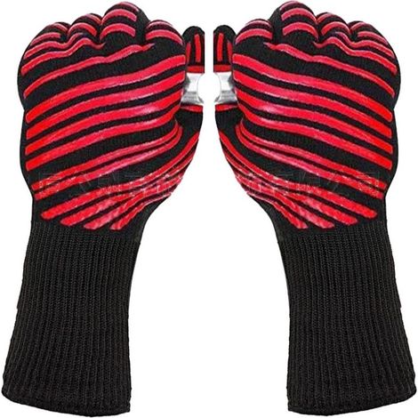 Gants de four à micro-ondes résistants à la chaleur, en silicone ignifugé haute température (bicolore noir et bleu), résistants à la chaleur et ignifuges. (1/5)