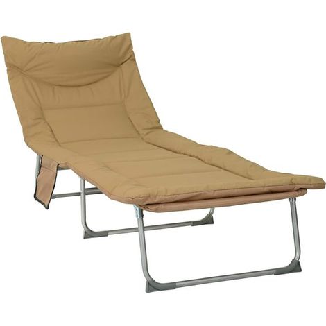 Transat pliant avec coussin beige (1/5)