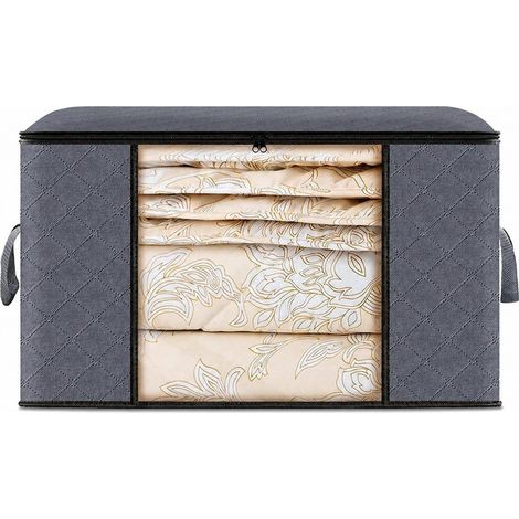 Boîte de rangement pliable en tissu non tissé pour penderie, sac de rangement grande capacité de 90 L, fermeture éclair noire, 1 pièce de 60 cm de long (1/5)