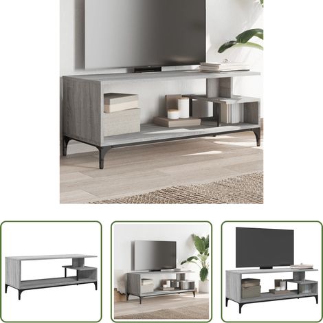 vidaXL Stahlrahmen - TV-Schrank Grau Sonoma 102x40x41 cm Holzwerkstoff und Stahl (1/5)