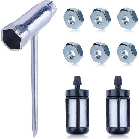 Kit clé à molette et tournevis 13mm x 19mm pour tronçonneuse Stihl MS250 MS170 MS180 MS210 MS230 MS360 MS640 023 024 025 026 028 034 036 038 avec capuchon, écrou de guide, filtre à carburant (1/5)