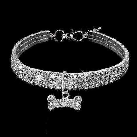 Collier pour chien/chat/petit animal de compagnie, orné de strass brillants et de cristaux, 1 pièce. Accessoire de mode pour petits chiens. (1/4)