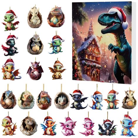 Hängender Adventskalender, Hängende Ornamente, Baby-Drachen-Adventskalender, Acryl-Anhänger für Kinder, Stil D (1/4)