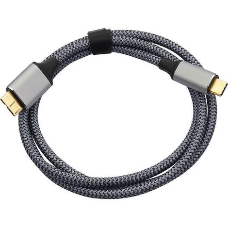 Câble flexible USB-C vers micro-B pour la synchronisation et l'alimentation des disques durs, pour des transferts de données et une charge rapides (gris) (1/5)