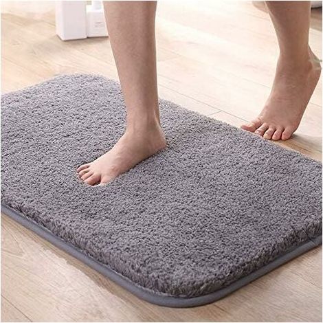 Tapis chenille gris 40x60 lavable absorbant antidérapant (1/5)