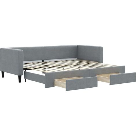 Canapé-lit avec matelas gigogne et tiroirs, matelas non inclus, dimensions : 80 x 200 cm (1/5)