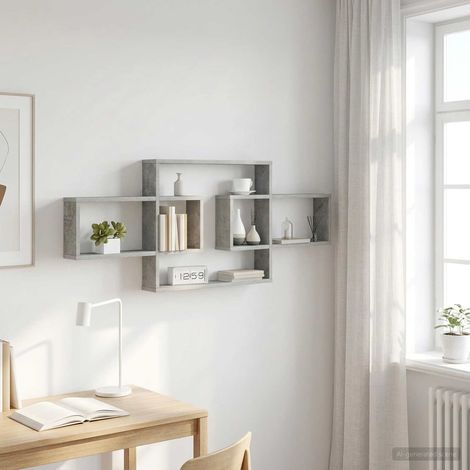 Étagère murale gris béton 130 x 10 x 50 cm en bois d’ingénierie - PANGIVO (1/5)