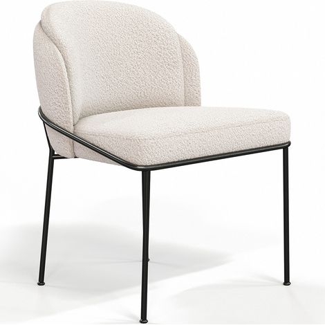 Dining Chair - Upholstered in Bouclé Fabric - Mina White (1/5)