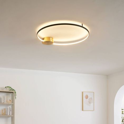 Dimmbare LED-Deckenleuchte schwarz und Messing 80 cm - Alisa