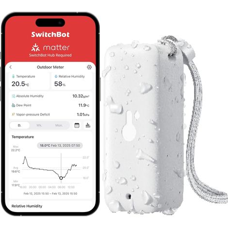 Hygromètre IP65 pour intérieur et extérieur, Bluetooth, point de rosée, capteur d'humidité absolue, thermomètre extérieur, stockage des données pour serre, cave à vin (1/5)
