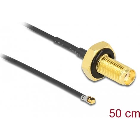 Delock Antena Cable SMA mampara hembra a MHFÂ® 4L LK macho 1.37 50 cm longitud de hilo 10 mm a prueba de salpicaduras
