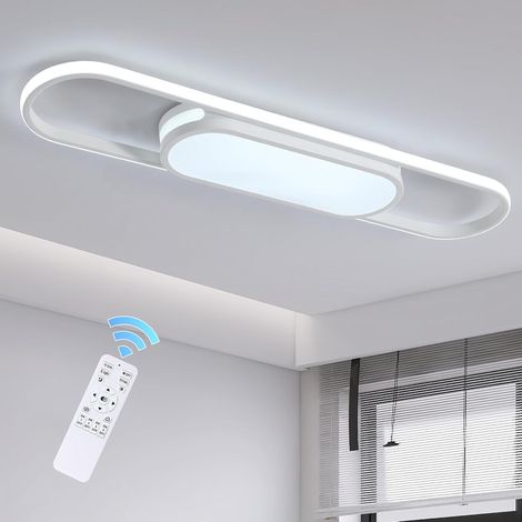 Ganeed LED Deckenleuchte Moderne Deckenlampe Dimmbare Deckenleuchte mit Fernbedienung Deckenleuchte Flach Deckenleuchten für Wohnzimmer Küche Esszimmer Schlafzimmer (Weiß) 80cm (1/5)