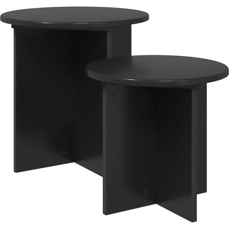 vidaXL  Side Table Set  with Storage 2 pcs Black Oak Engineered Wood