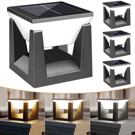 Solar-Pfostenkappenleuchten für den Außenbereich, 4er-Pack, IP65 wasserdicht, solarbetriebene LEDs für Vinyl- und Holzpfosten, 3 Farbmodi