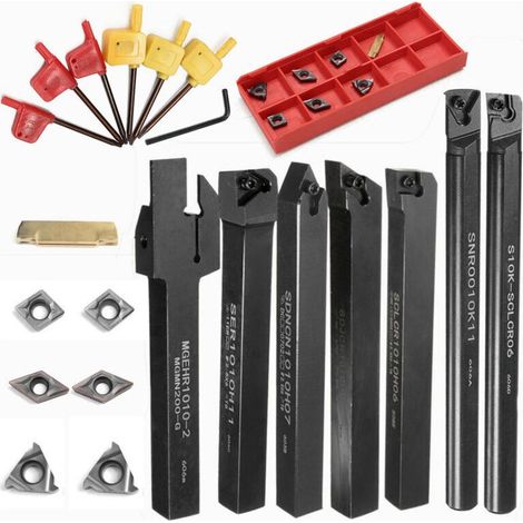 Outils de coupe. 10 mm. Queue en 7 parties. Porte-outil rotatif. Barre d'alésage avec insert carbure en 7 parties et clé. (1/5)