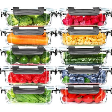 Skroam Glas-Frischhaltedosen 20Stk 640ml Meal Prep Boxen transparente Deckel (1/5)
