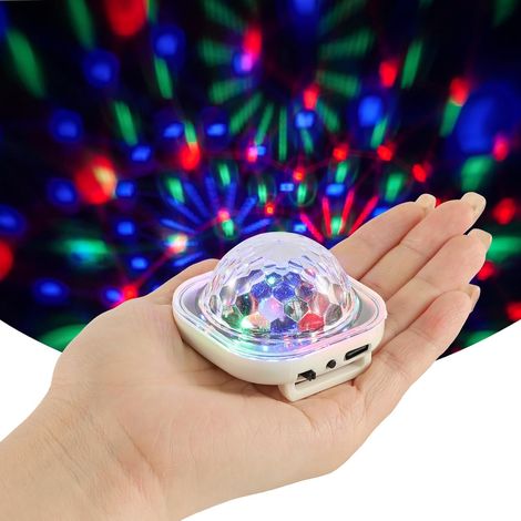 Boule disco lumineuse, mini lampe LED portable avec sangle pour fête en voiture (blanche) (1/5)
