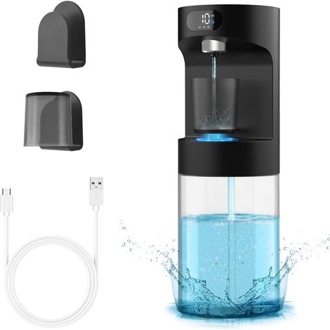 Bomba para botellas de agua, plegable, portátil, negra, para uso con agua, 3 niveles, dispensador de agua eléctrico cuantitativo, bomba automática de agua potable (1/5)