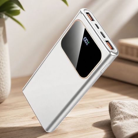 Batterie externe 10000mAh charge rapide 3A USB-C avec câble intégré écran LED affichage précis compatible iPhone Samsung TSA approuvé (1/4)