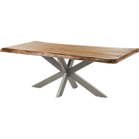 FREEFORM 5 Tavolo da pranzo in legno di mango - verniciato natur / gambe incrociate argento 220x100