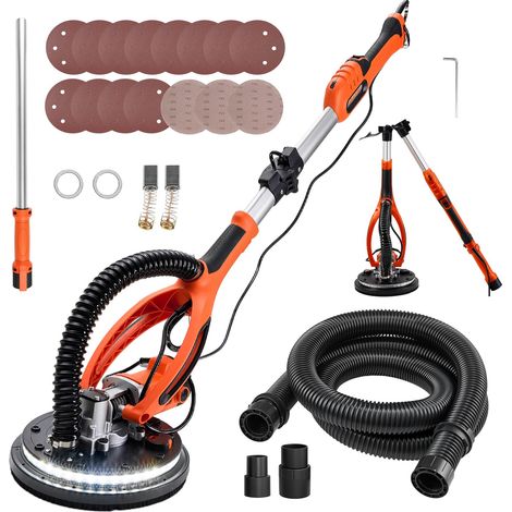 VEVOR Levigatrice Cartongesso per Pareti Levigatrice Elettrica a Disco per Cartongesso 850 W, Strumento per Levigatura Soffitti Pareti 5 Velocita Variabili 800-1700 giri/min, Manico Estensibile (1/5)