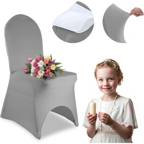 Housse de chaise grise pour banquet haut de gamme