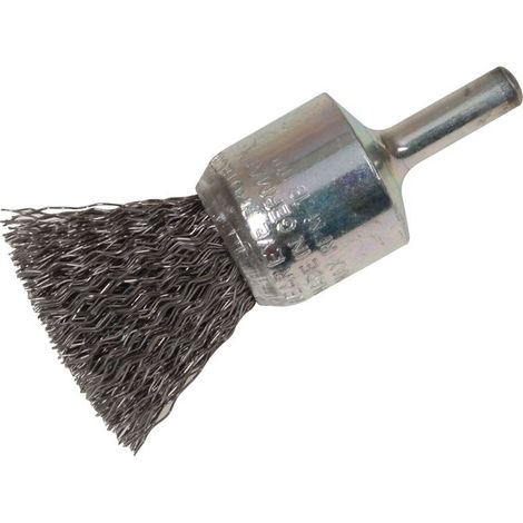 Lessmann End Brush with 6mm Shank, 23mm Diameter x 25mm Wire Height, 0.30mm Steel Wire, 20,000 rpm (1/3)