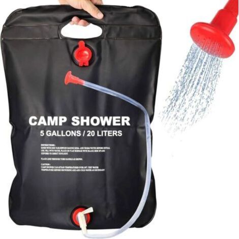 Sac de douche solaire de camping, douche de camping portable, 20L, adapté au camping en plein air, aux voyages (1/5)