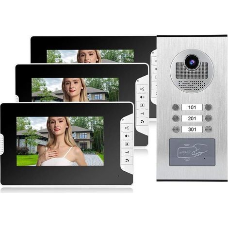 – 7-inch smart video intercom system – Waterproof IR camera with night vision – 3 monitors for the home – Easy installation