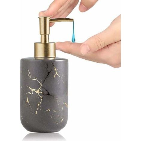 Soap Dispenser 300ml Marble Texture Ceramic Hand Soap Pump Shower Gel Dispenser Bathroom Accessories (Gray)-Fei Yu (1/4)