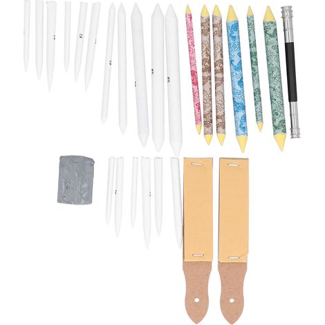 28pcs Blending Stumps Set Sandpaper Pencil Sharpener Student Sketch Drawing Tool (1/5)