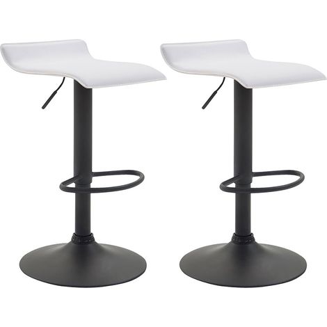 Set di 2 sgabelli da bar. Sgabello da bar x1 design minimalista altezza regolabile poggiapiedi PVC bianco e metallo nero. 100005562