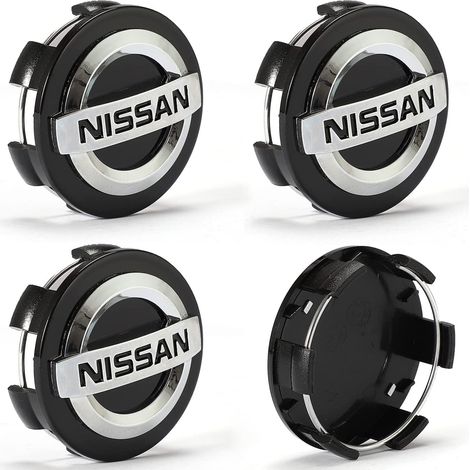 Quatre enjoliveurs de roue de 60 mm/2,36 pouces (60 mm noirs), pour Nissan.