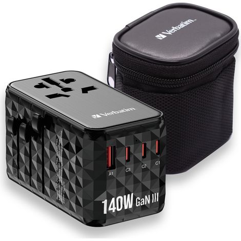 Verbatim UTA-10 GaN III adattatore da viaggio nero 140W (1/5)