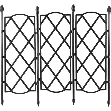 Celosía modular de jardín en 3 paneles - Malla metálica recubierta de plástico negro, estructura para plantas trepadoras, valla y decoración festiva (63 x 46,5 cm) (1/5)