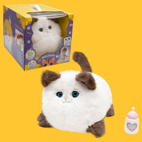 Gato de peluche interactivo grande, blanco y marrón. (1/4)