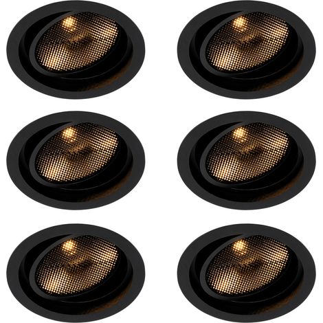 Set of 6 Modern Black Adjustable Recessed Spotlights - Coop 111 Honey