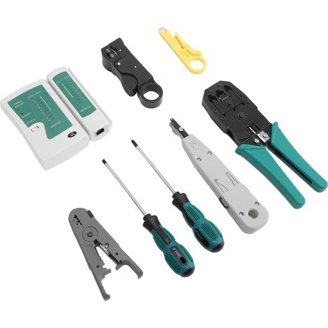 RJ45-Crimpwerkzeug-Set mit Kabelcrimpzange, Kabelabisolierer und RJ-Steckern für Cat5 und Cat6 (1/5)