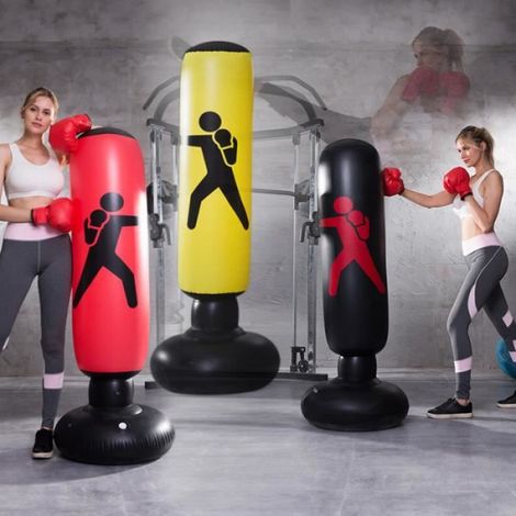 Sac de Frappe Gonflable 160cm - Ecent - Jaune - Exercice de Fitness - Soulagement du Stress (1/4)