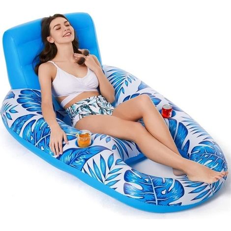 Bouee Piscine Adulte avec Porte Gobelet Fauteuil Gonflable de Piscine Matelas Gonflables Piscine (1/5)