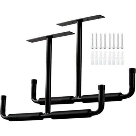 [NEVER USED] Garage Hook, Double Wall-Mounted Steel Bike Storage Hook with EVA Anti-Slip Coating, Utility Storage Hooks for Tools, Bicycles, Folding Chairs, Ladders / 2 Pieces / Black