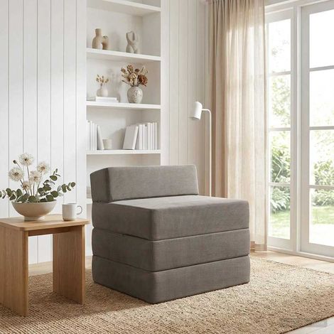 Sofá Cama Plegable Gris Claro 200 x 70 x 15 cm Tela de Pana (1/5)