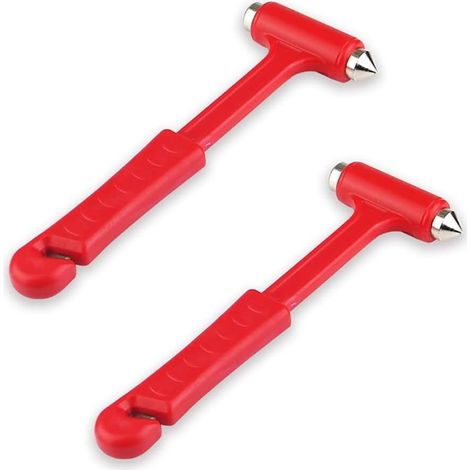 Lot de 2 Marteaux de Sécurité pour Voiture avec Brise-Vitre et Coupe-Ceinture – Outil d’Évacuation d’Urgence pour Véhicule, Design Compact à Double Pointe (1/5)