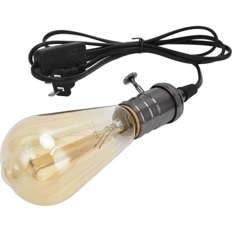 Douille E27/E26 pour suspension vintage décorative rétro avec interrupteur, prise américaine 110-240 V, couleur perle noire (1/5)