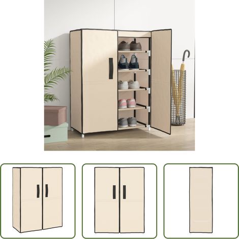 Rangement chaussures - Armoire à chaussures Crème 60x28x90 cm Tissu (1/5)